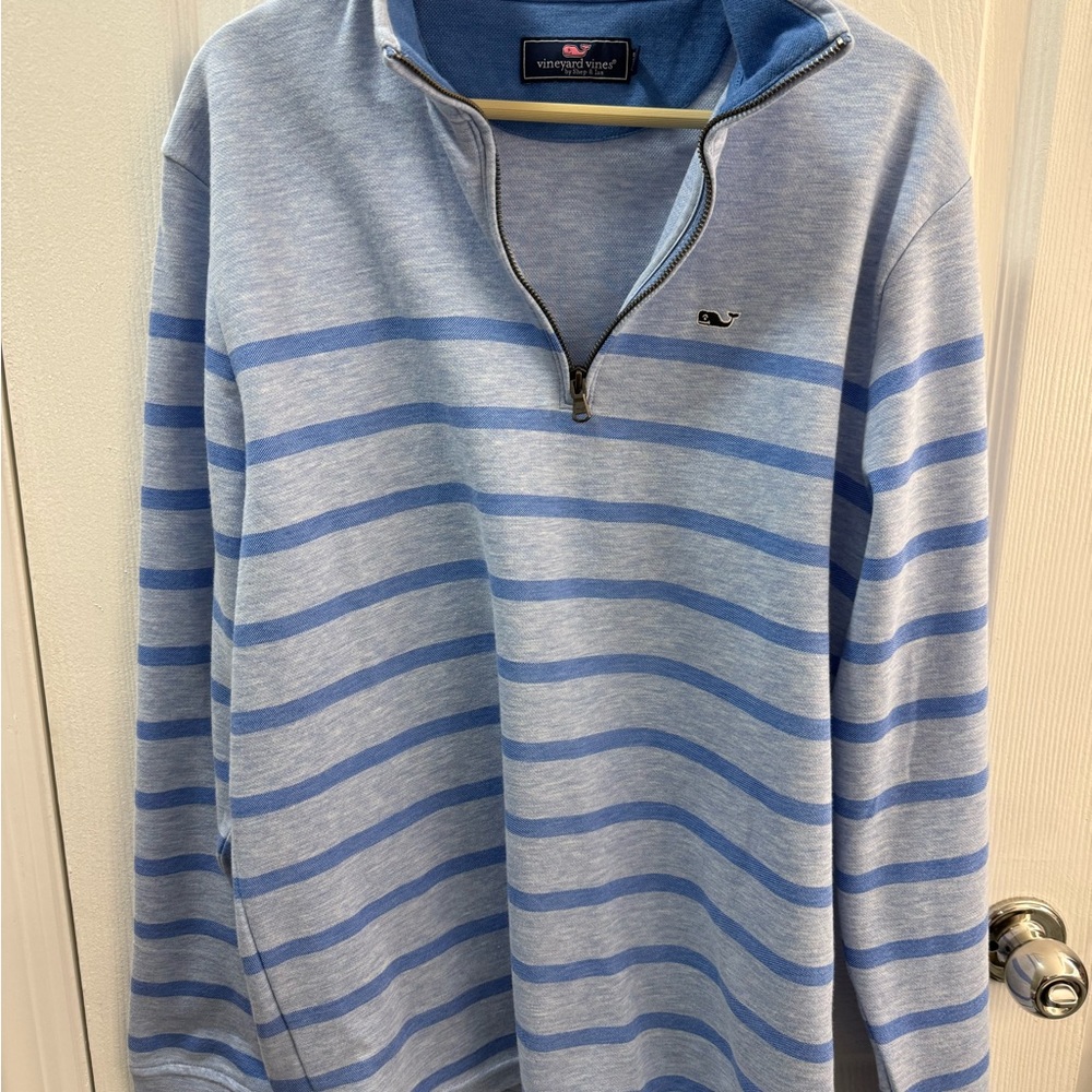 Vineyard Vines Men's Light Blue and Blue Zip-Up Sweater